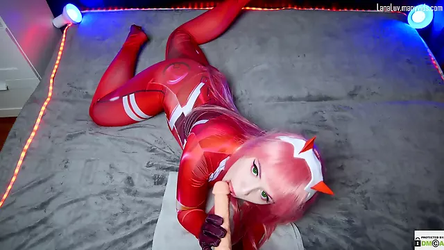 Zero Two Cosplay Blowjob And Oral Creampie Cum In Mouth - Lana Luv