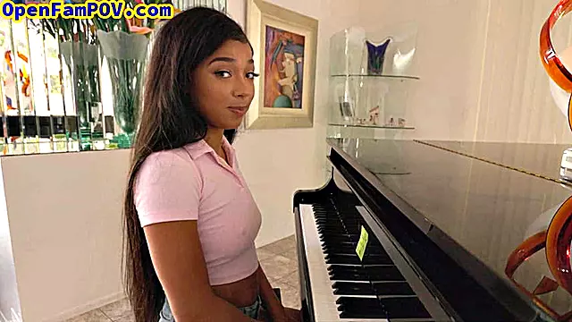 Black stepdaughter with petite body rides stepdaddy