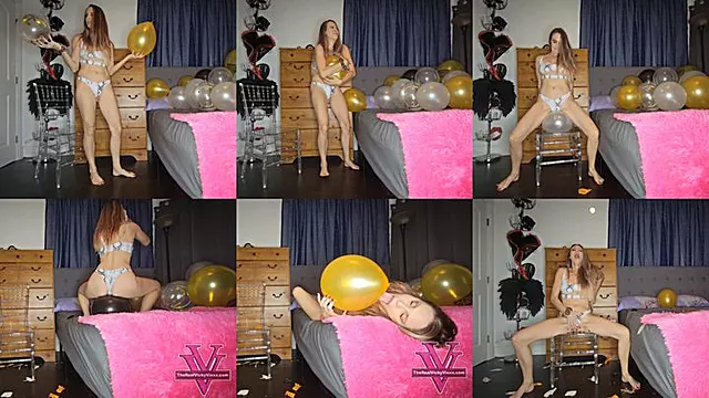 Sit to pop makes Vicky cum: Balloons, Balloon popping, Balloon Humping- 4k