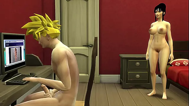 Stepmom Chi-Chi Catches Stepson Gohan Masturbating & Gets Fucked Hardcore