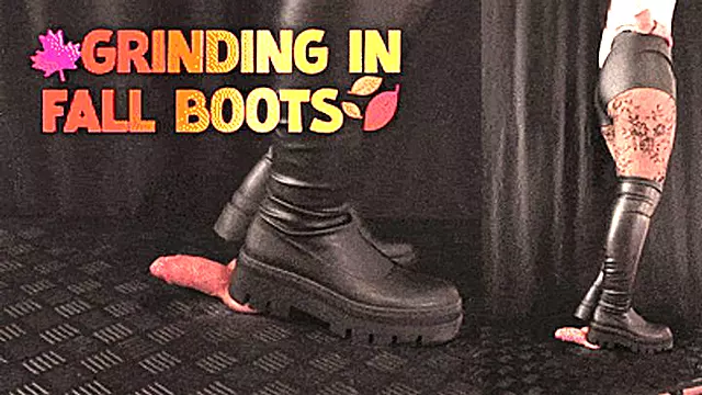 Cock and Balls Grinding in Fall Knee High Boots (Close Double Version) - TamyStarly - Cock Balls Crush Trample, Shoejob, Bootjob, CBT, Ballbusting, Trampling, Stomping