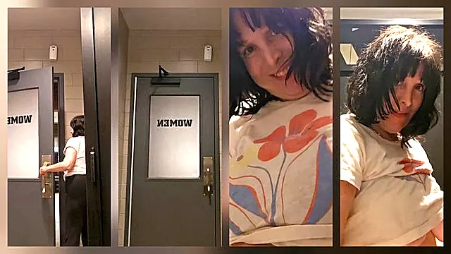 Wayyy Back Sat In Oct 2025 Out Peeing Chatting Bouncing My Tits in Pub Restroom