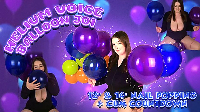 Helium Voice Balloon JOI - 12 and 14 Nail Popping and Cum Countdown
