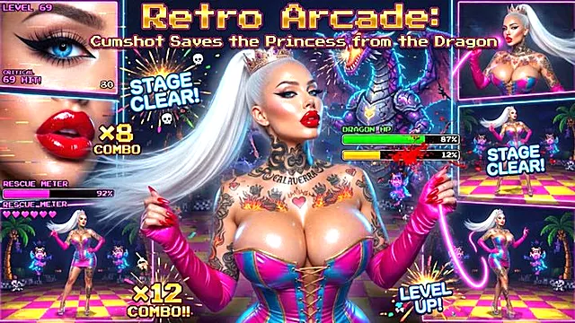 Retro Arcade: Cumshot Saves the Princess from the Dragon