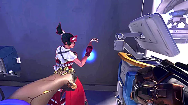Extreme Kiriko ryona with Chinese voice in extended Overwatch hentai scene