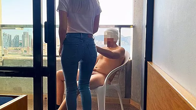 I Call The Girl At The Hotel Reception To Close My Window And She Helps Me By Giving Me A Blowjob
