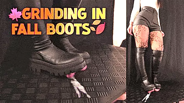 Cock and Balls Grinding in Fall Knee High Boots (45 Deg Double Version) - TamyStarly - Cock Balls Crush Trample, Shoejob, Bootjob, CBT, Ballbusting, Trampling, Stomping