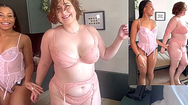 Ivy Vines and Ami Bue try on sexy lingerie uncensored