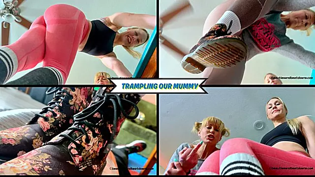 Trampling Our Mummy - Jolene Hexx and Goddess Rapture Wrap Their Slave In Saran Wrap, Then Give Him a Hard Trampling and Stomping Session - Close To 400 lbs of Foot Domination - UltraHD (WMV)