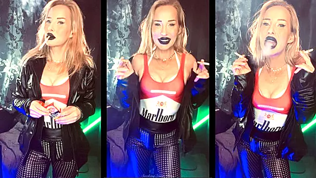 German marlboro Girl encouragement Smoking 2 marlboro 100 at once