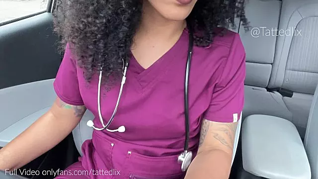 Nurse Naughty - Naughty Nurse Masturbates & Squirts In Car While On Break