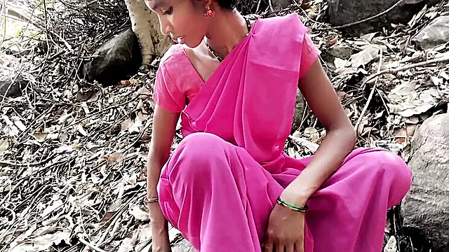 Hot Indian Village Teen Gets Double Dildo Gift from Boyfriend in Forest - Hardcore Outdoor Sex