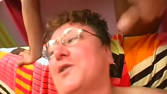 Fat Grandma Gets Two Cocks In Her And Cum On Her Reading Glasses