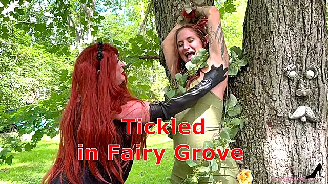 Tickled in Fairy Grove Part 1 - Harmony and Autumn Bodell Outdoor Tickling Bondage MOBILE