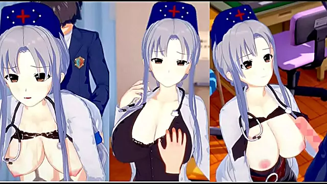 Big-Breasted Eirin Yagokoro Rubs Tits & Gives Blowjob in 3D Hentai Koikatsu! Touhou Scene