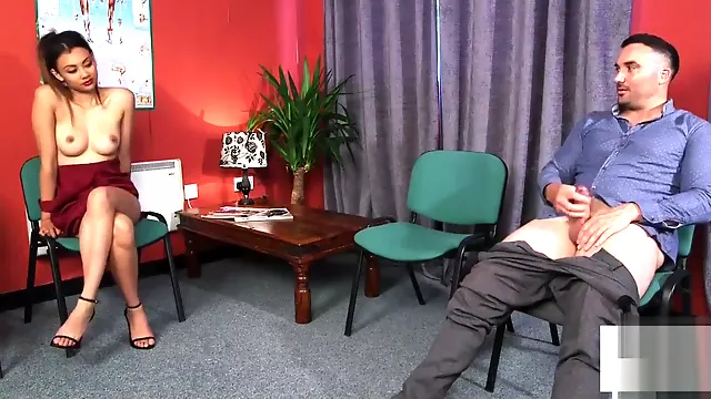 CFNM voyeur instructs jerkoff at doc office