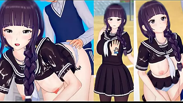 Cute Futaba from Koikatsu! Gets Her Big Tits Rubbed & Sucked In 3D Hentai Action