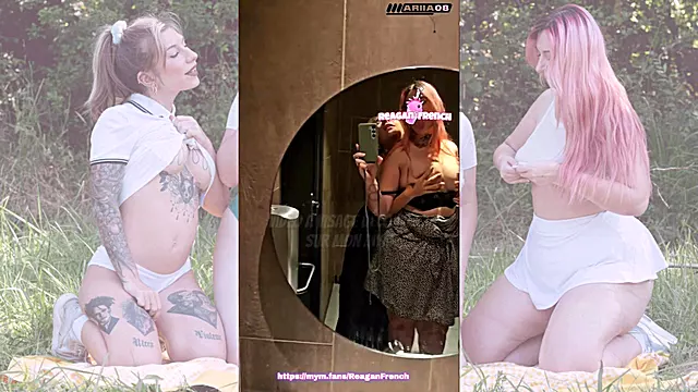 Reagan French & Ariia Guillard-Duo lesbien exhib dans les toilettes de Mcdo