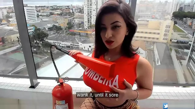 Joi Jerk Off Instruction Public Cosplay firefighter Bombeira punheta guiada