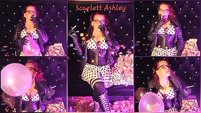 Balloon Fetisch, Retro Schwarze, Ebenholz Brille, Domina Rauchen, Fetisch Domination, Rauchen Fetish