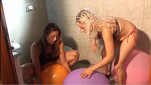 Carla and Lee love balloon games, farting, licking, and pissing on the balloons. Part 6
