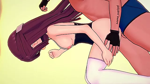 Purple-Haired Sorceress Fern Ditches Swimsuit for Hot 3D Anime Sex Scene