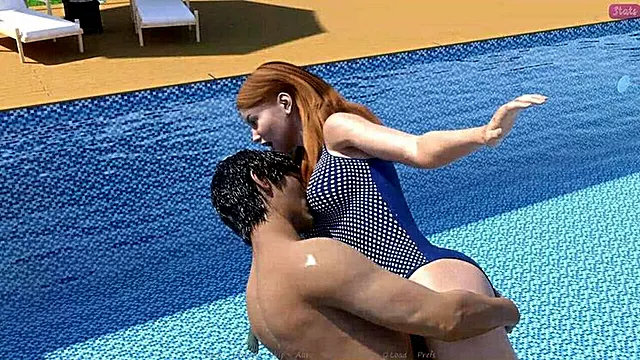 Stepbrother Fucks Wife in Pool - John Presses Face on Jennifer's Big Tits While Diving