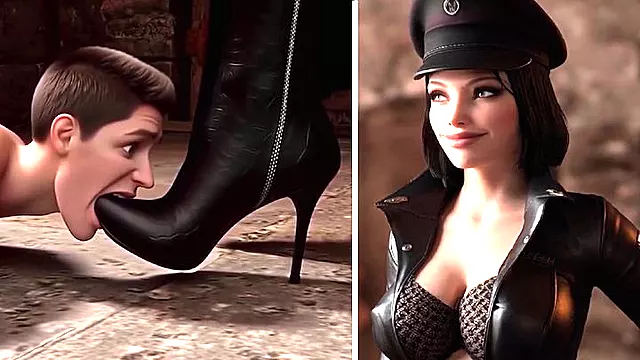 Giantess Prisoner's Boot Gagging Session