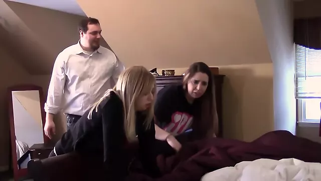 Trekantsex Blondiner, Brunette Trekant, Sexede Brunette, Stedfar, Store Pater, Lækker Blondine