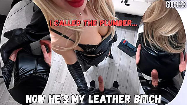 Leather Mistress Turns Plumber Into Her Slave: Worship & Merciless Tease