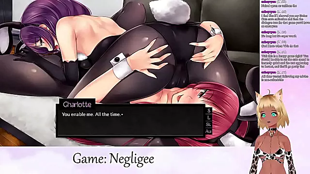 Lewd VTuber Neko in Lingerie Engages in Yuri Fun with Big Boobs & Oral Pleasure