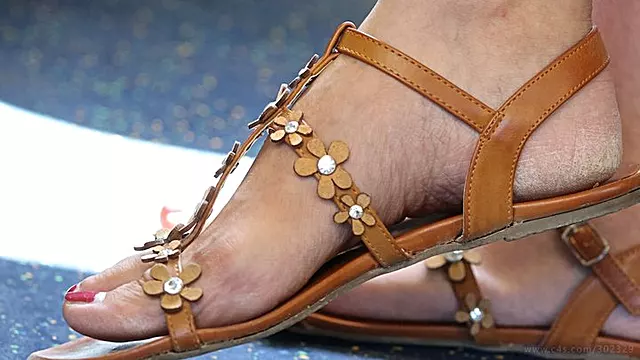 Amazing foot and sandal fetish admiration, hot feet and legs, sexy legs movements