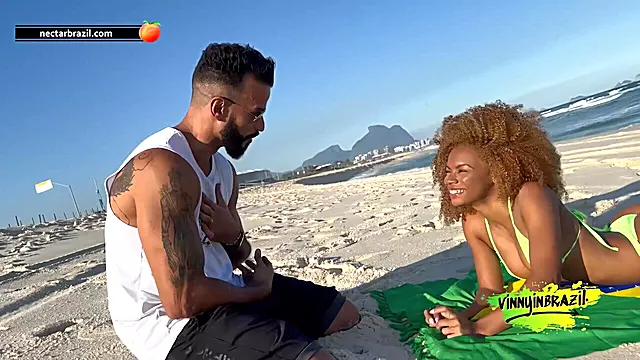 Naughty Brunette Seduced By Porn Actor On Deserted Beach!