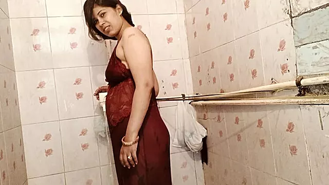Indian Bhabhi Fucked Hard in Bathroom by Devar - Newly Married Desi Sex
