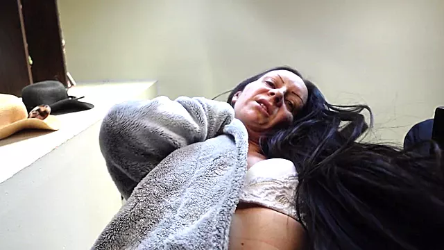Straddled Fuzzy Robe Tease