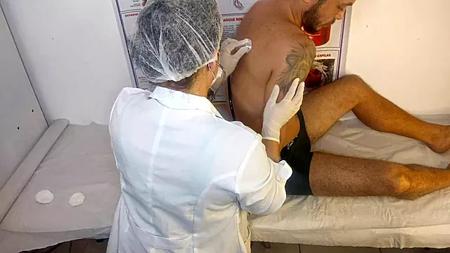 Nurse Jennifer Pimenta gets hands-on with her first patient and a big hard cock