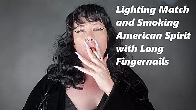 Lighting Match and Smoking American Spirit with Long Fingernails MP4 1080
