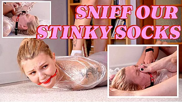 SWEATY GYM SOCKS HUMILIATION: TWO DOMMES ON ONE MUMMIFIED BRAT (FHD)
