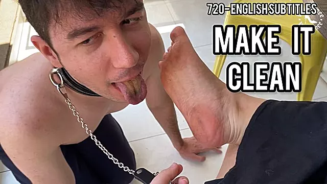 Foot Slave Cleaning My Dirty Feet With His Tongue- 720p