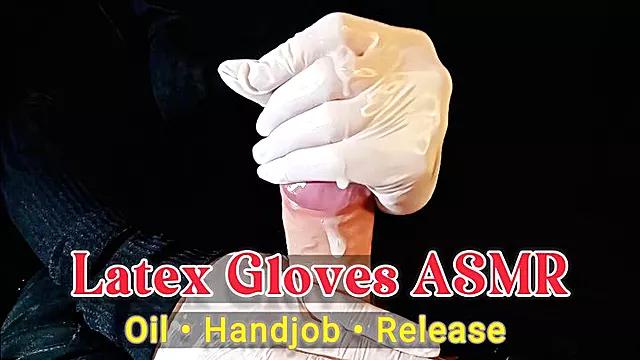 Handjob منی پاش, انزال با دست, فيتيش لاتكس, هندجاب با دستکش, فتیش دستکش, فتیش دست, فیلم س ضربه ای روغن دار