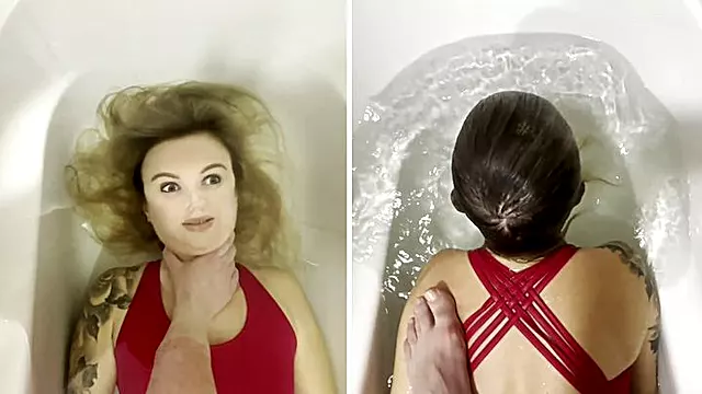 Anastasia trying to stay underwater as long as she can