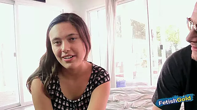 Brunette teen Maya Grand first porn scene with tattooed guy Mr. Pete hammering tight pussy