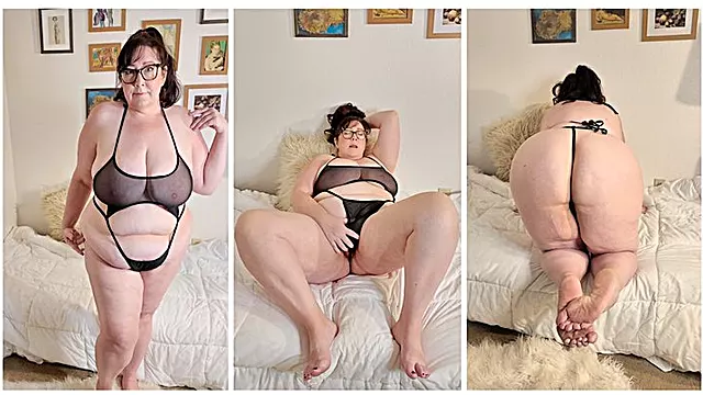 BBW Milf Jayne in Sheer Black Lingerie