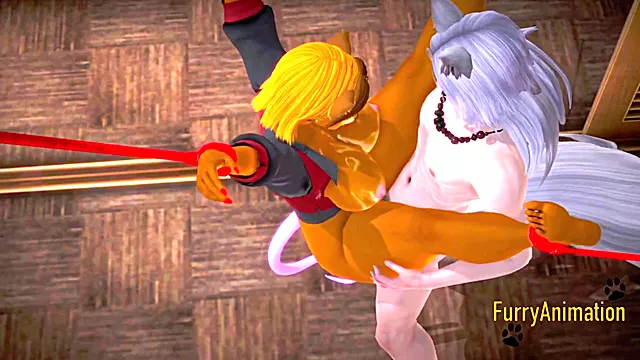 Furry Hentai 3D Yiff - Mouse is fucked on a sex swing by a fox man