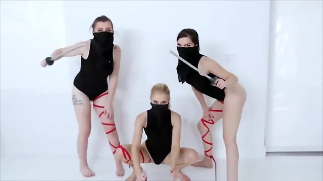 Three Sexy Teen Ninjas Fucked By A Lucky Dude