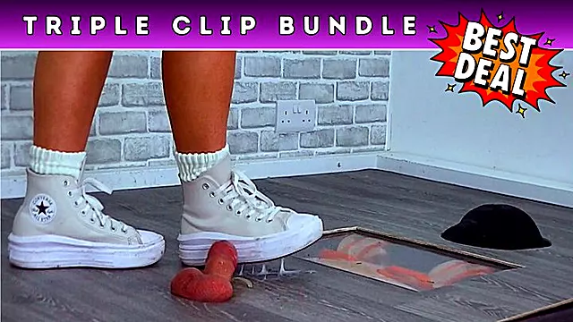 Goddess Amber - Smashing The Cum From Your Balls Under My Converse Chuck Taylor Platform Trainers (229) - Triple Bundle 1 - CBT Cock & Balls Trampling Shoejob