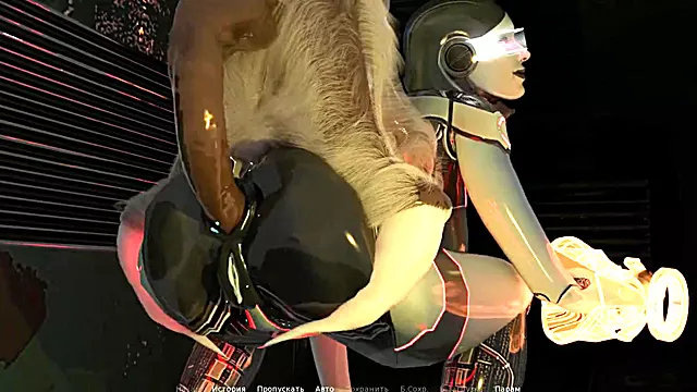 The AI girl's ass and pussy received two cocks at the same time