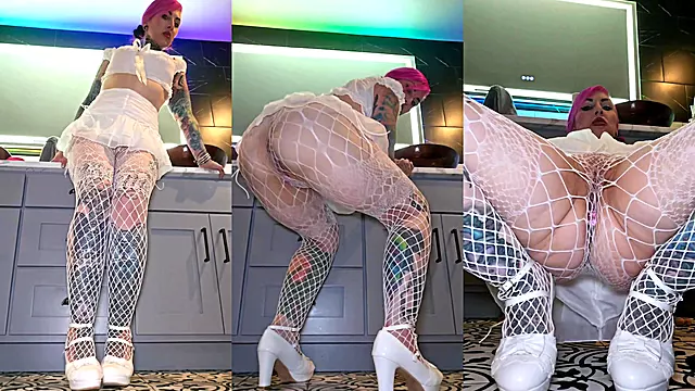 POV Hot Alt MILF Upskirt Pussy Tease in High Heels