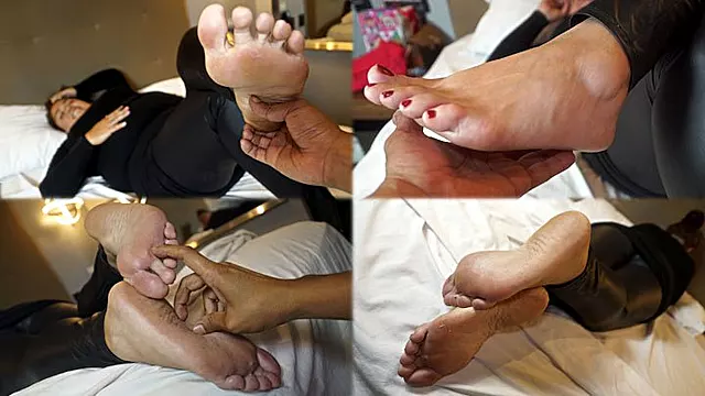 Chubby Mia, cute and sensitive barefeet at my hands