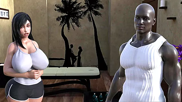 Tifa's Dark Heaven: Sexy Asian Chick With Big Tits Experiences Carnal Pleasure And squirts While Massaged By Big Muscular African Guy Ep.11